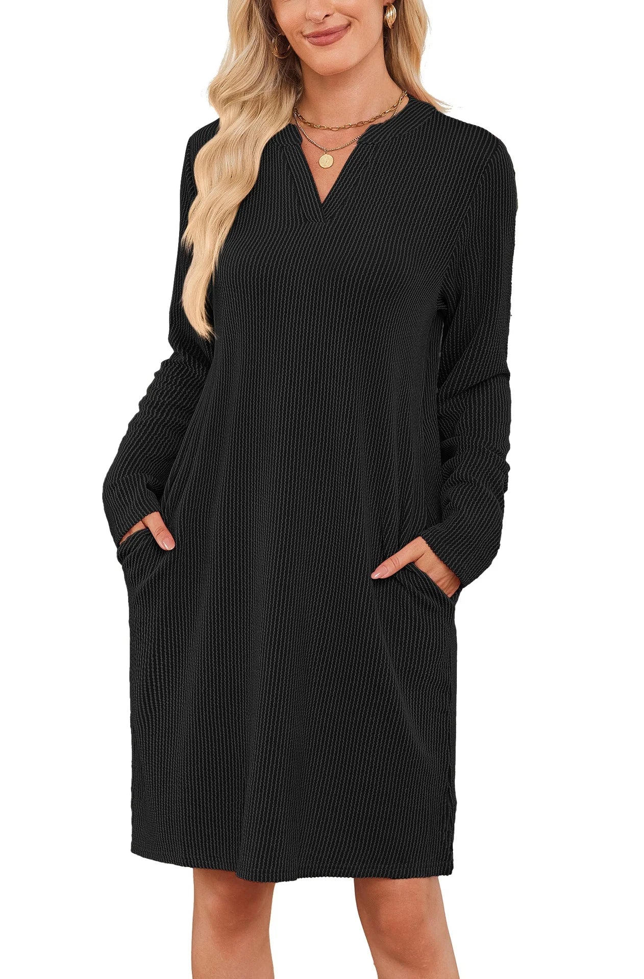 Solid Color Casual Loose Short Dress