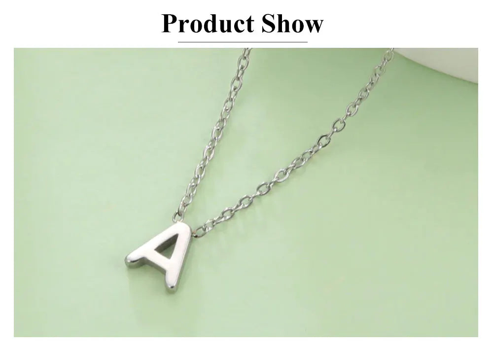 Minimalist Initial Necklace – A–Z Alphabet Stainless Steel Choker for Women