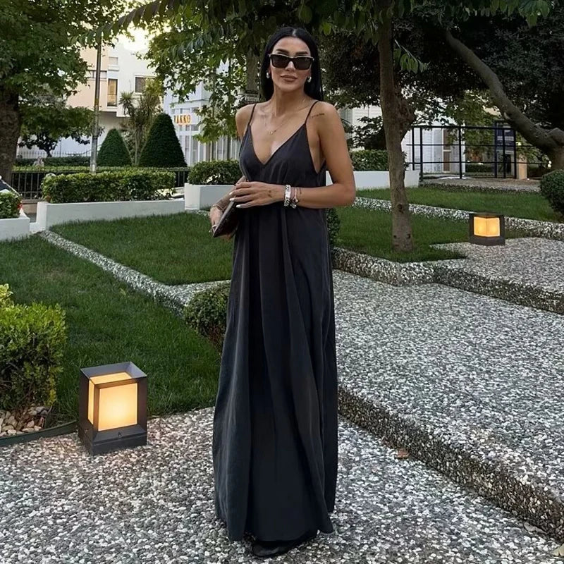 MUJER Women’s Black & Red Slip Long Dress