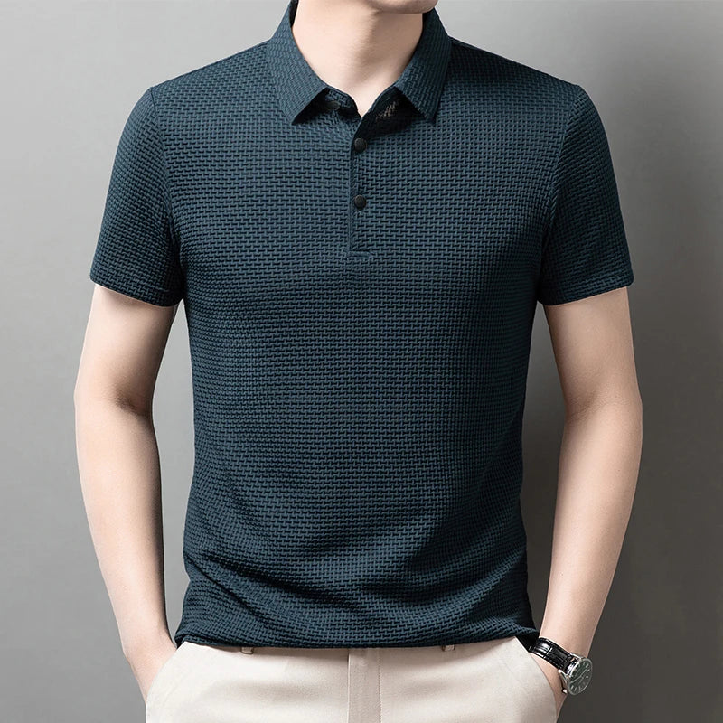 Men’s Business Casual Polo Shirt – Short Sleeve Solid Color Summer Top