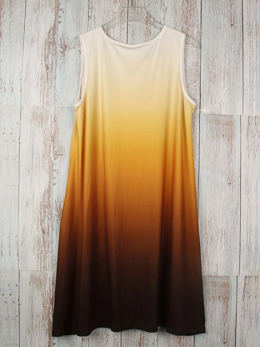 Plus Size Gradient Print Tank Dress – Sleeveless V-Neck Summer Outfit