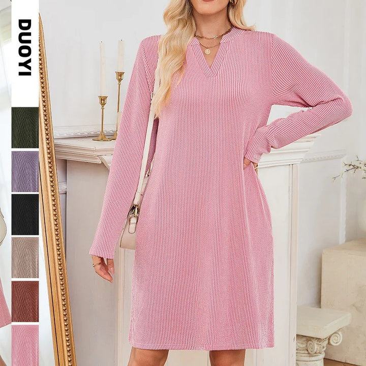 Solid Color Casual Loose Short Dress