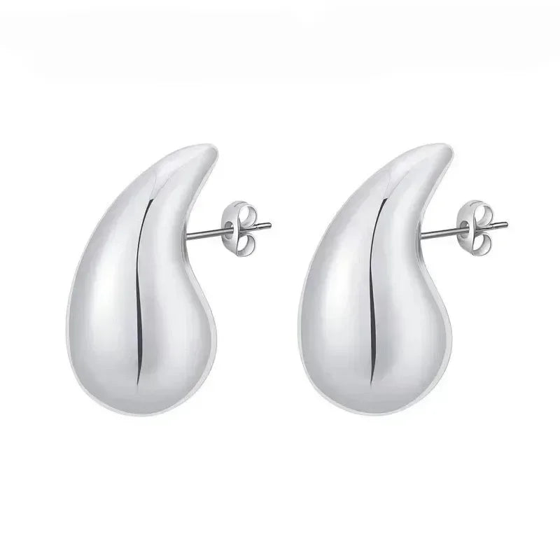 925 Sterling Silver 18K Gold Plated Chunky Dome Teardrop Earrings for Women
