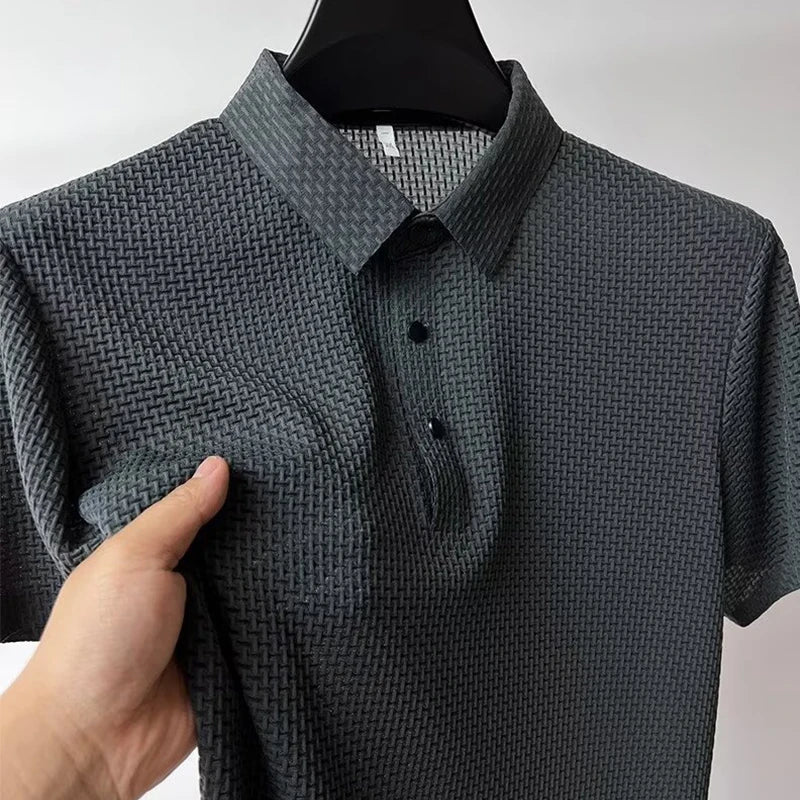 Men’s Business Casual Polo Shirt – Short Sleeve Solid Color Summer Top