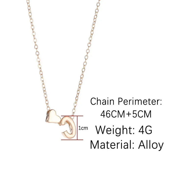 Dainty Initial Heart Necklace – Gold or Silver Letter Choker for Women