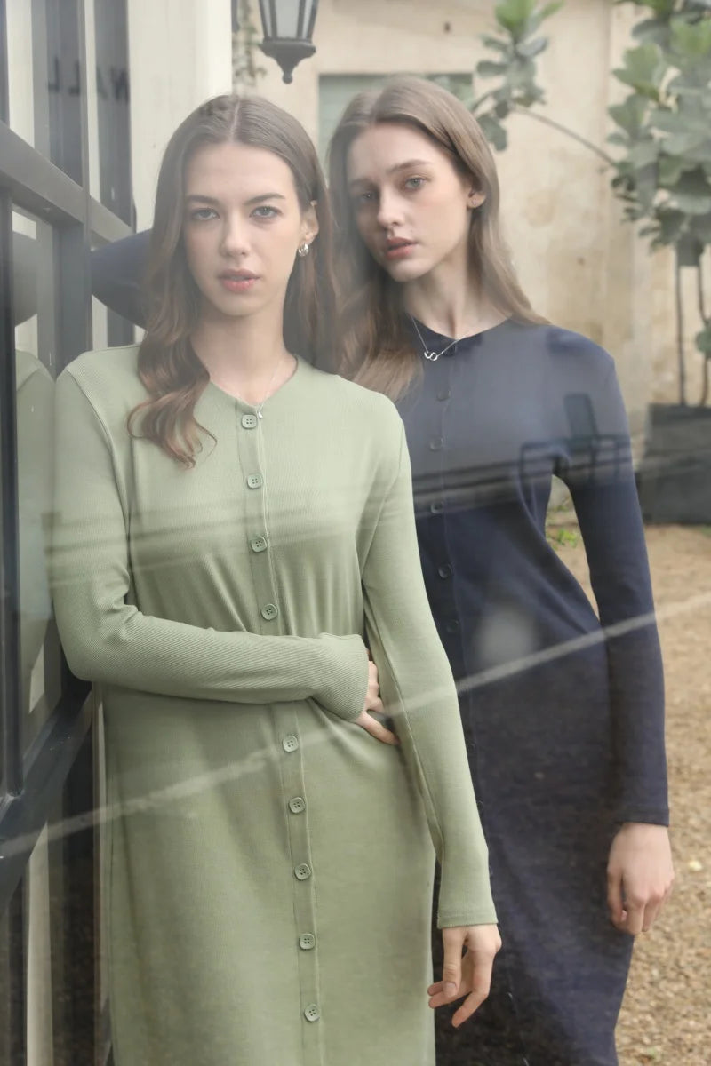 Women’s Summer Ribbed Maxi Dress – Button Front Casual Outfit 2025