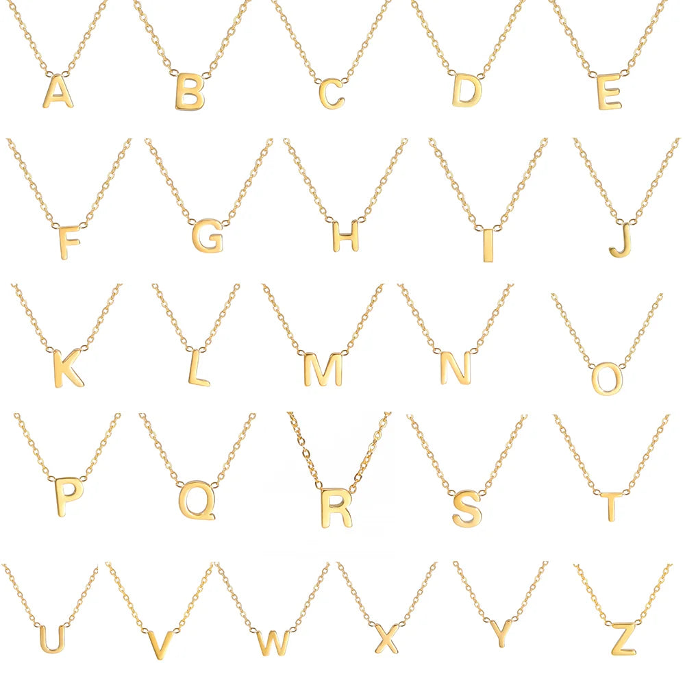 Minimalist Initial Necklace – A–Z Alphabet Stainless Steel Choker for Women