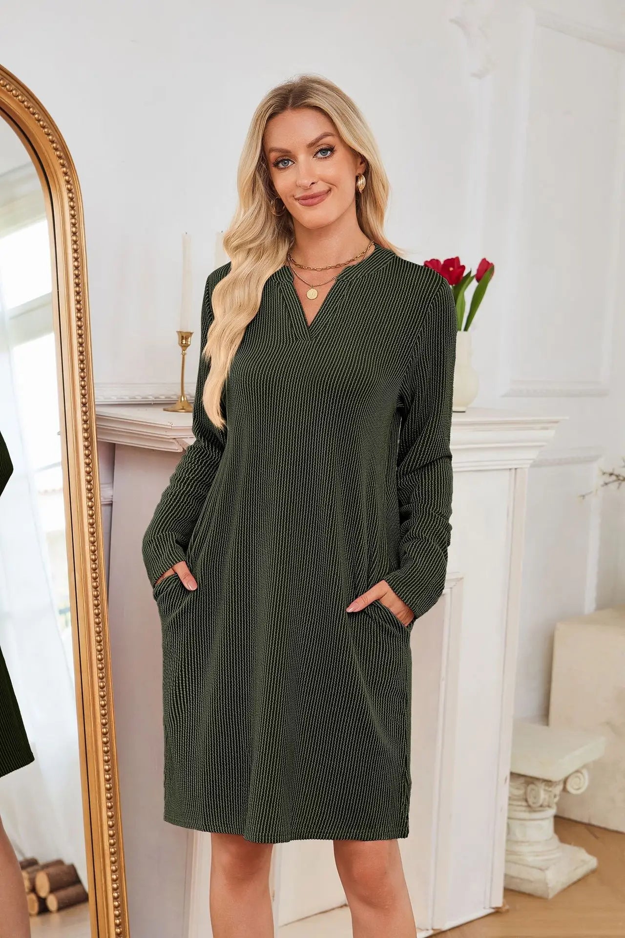 Solid Color Casual Loose Short Dress