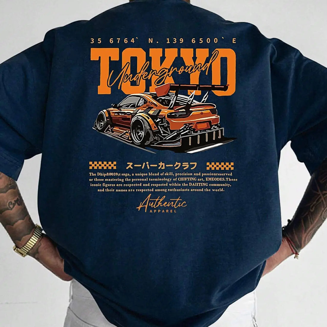 Men’s Summer Cotton T-Shirt – Tokyo Print Casual Loose Fit Short Sleeve Top