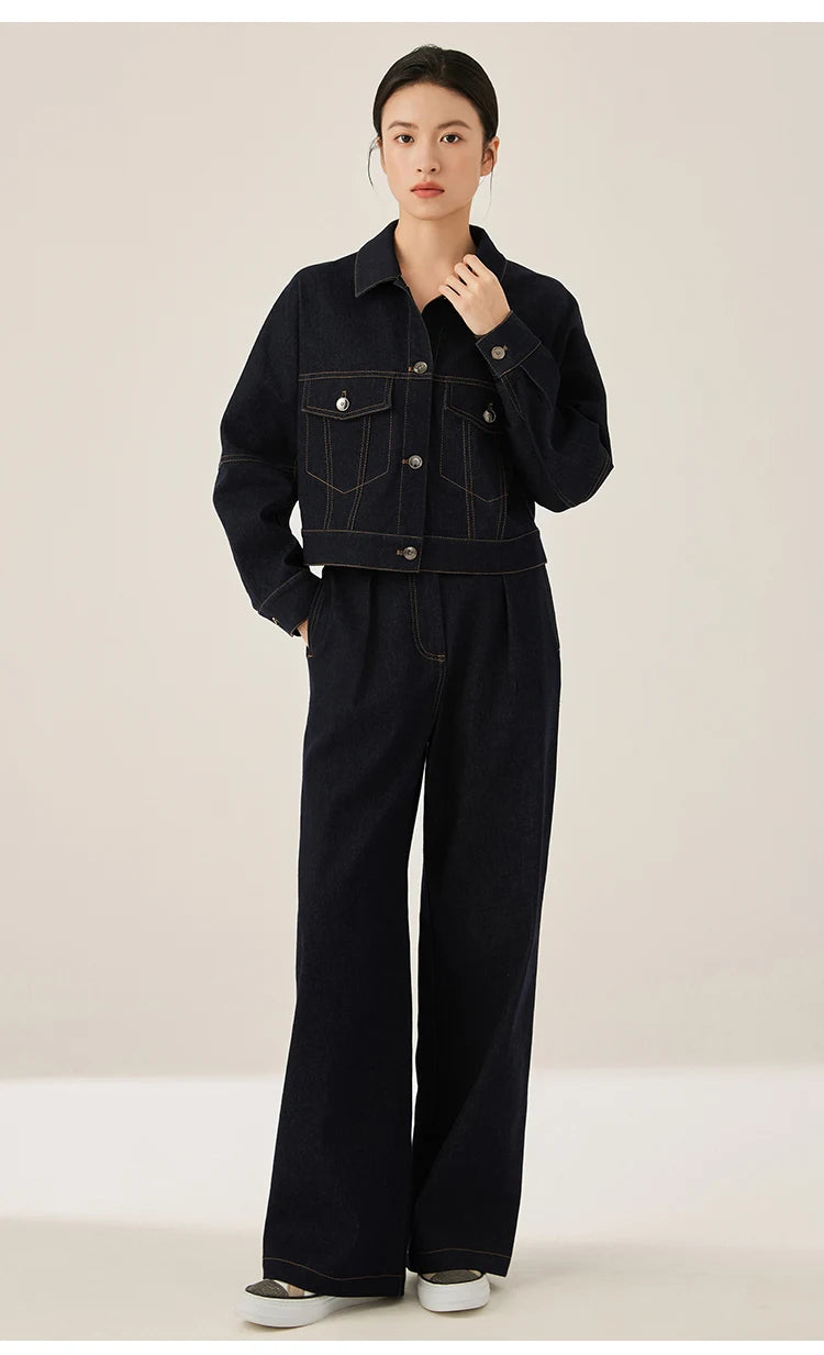 KL7523358 Women’s High Waisted Wide Leg Denim Pants