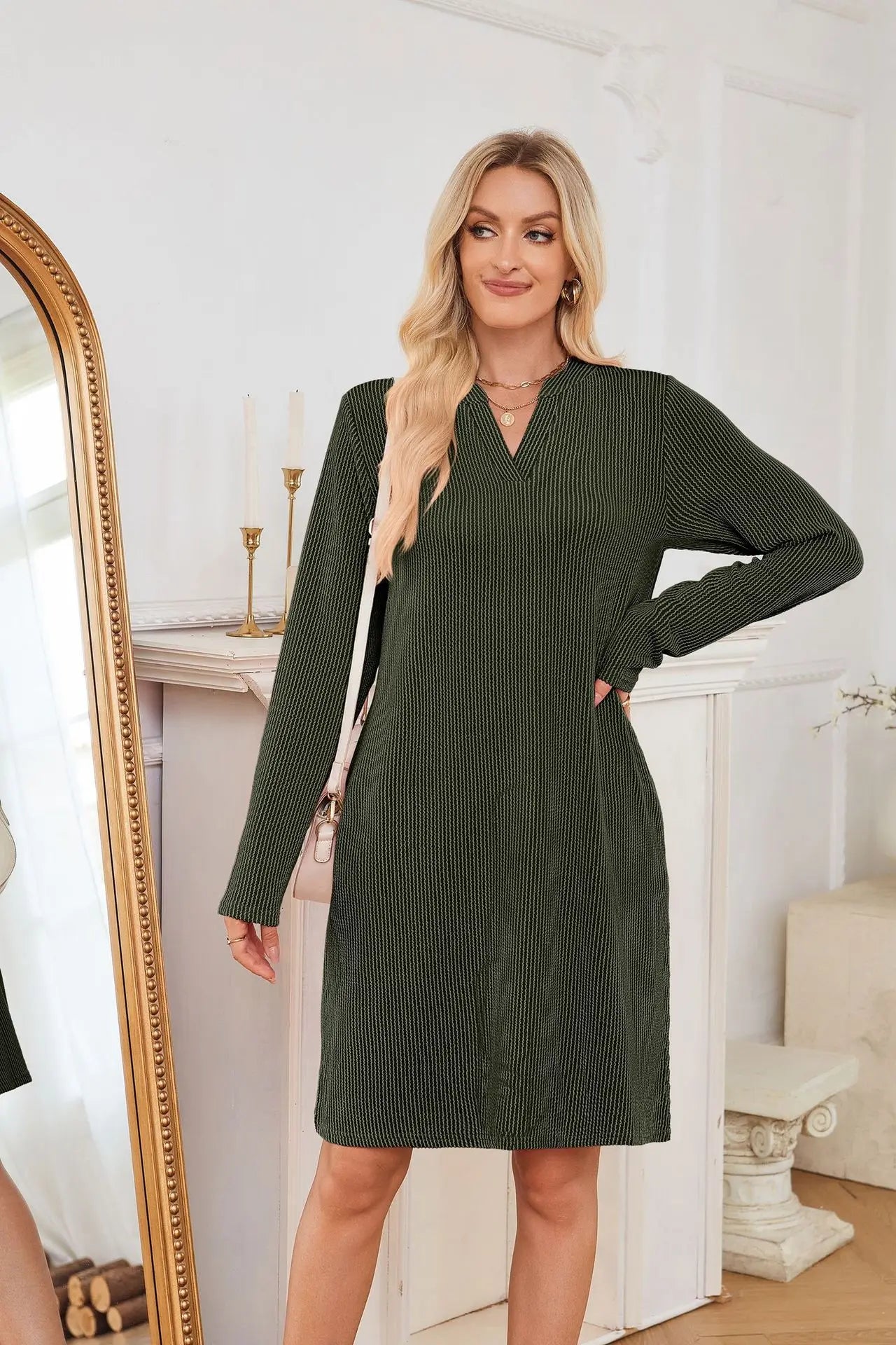 Solid Color Casual Loose Short Dress