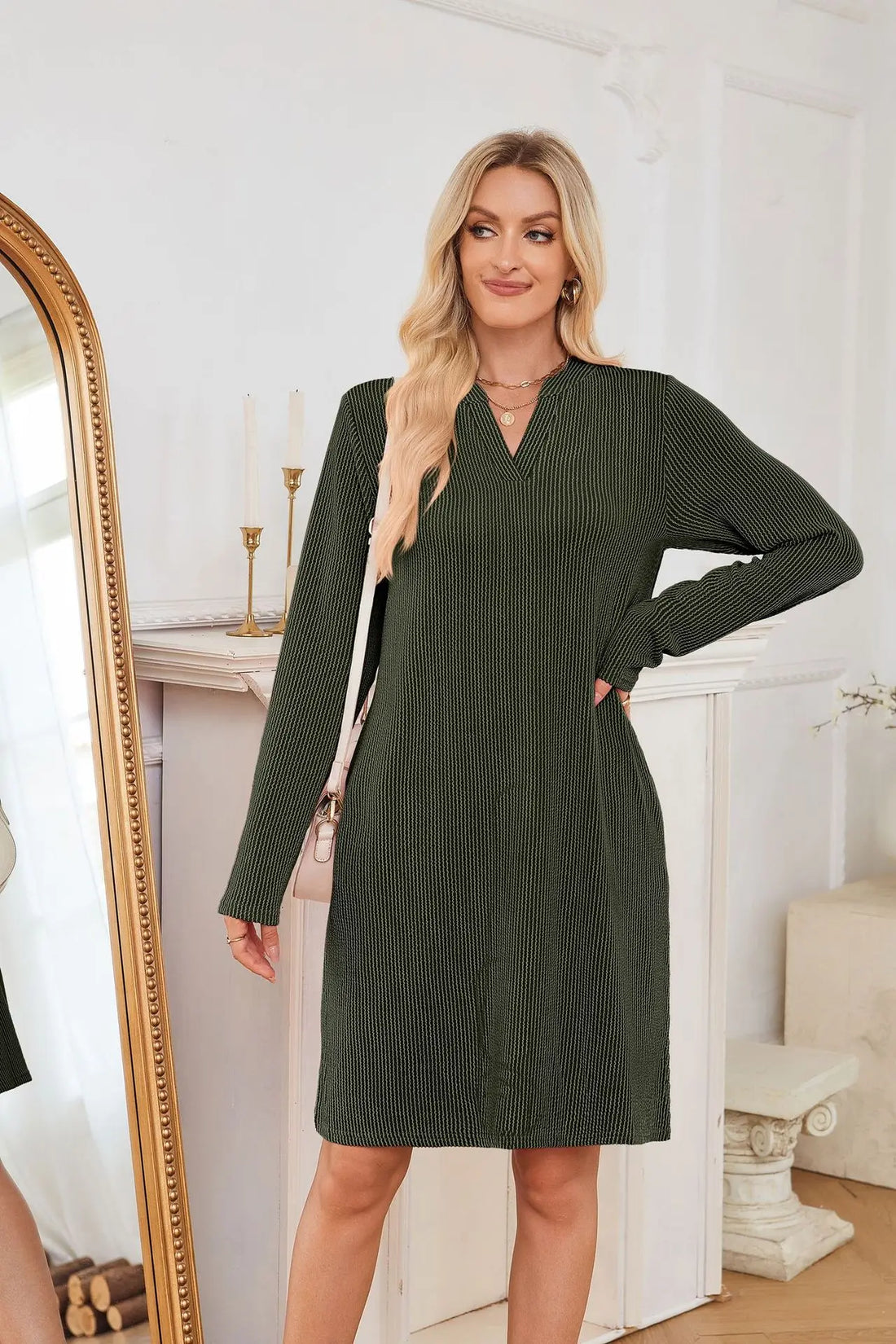 Solid Color Casual Loose Short Dress