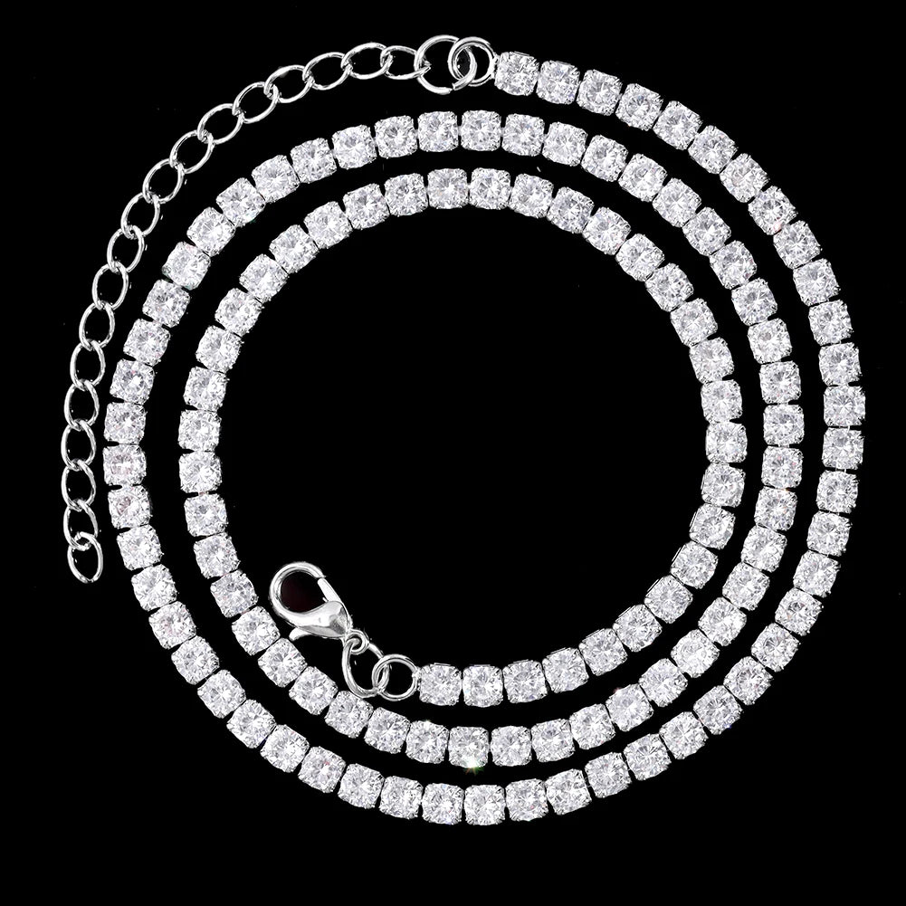 Gold Cuban Link Chain – 2-Row Rhinestone Prong Necklace for Men & Women