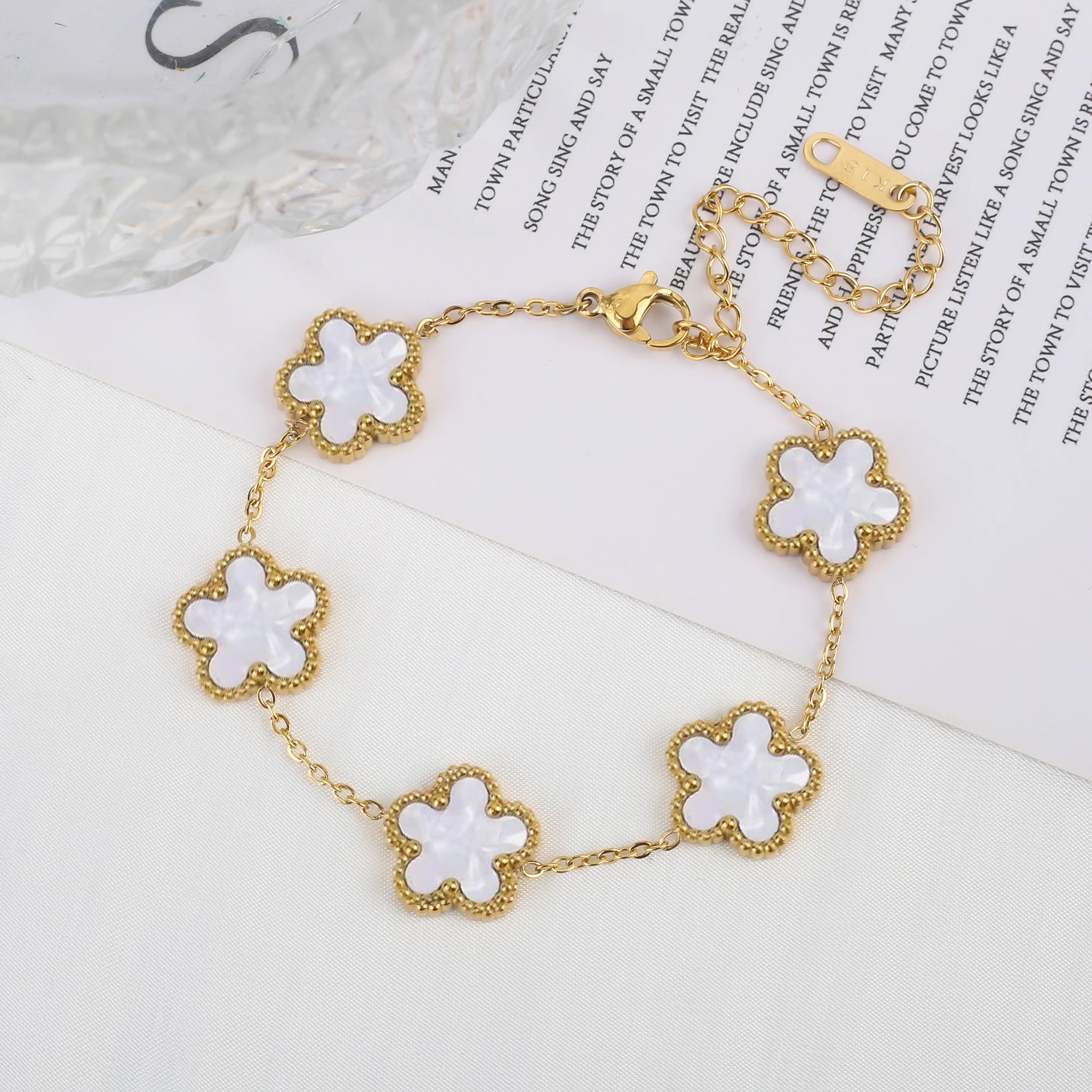 Classic Stainless Steel Five-Flower Bracelet for Women