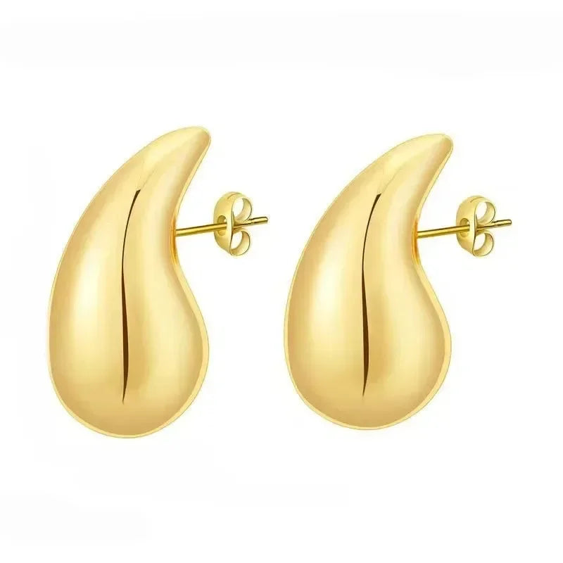 925 Sterling Silver 18K Gold Plated Chunky Dome Teardrop Earrings for Women