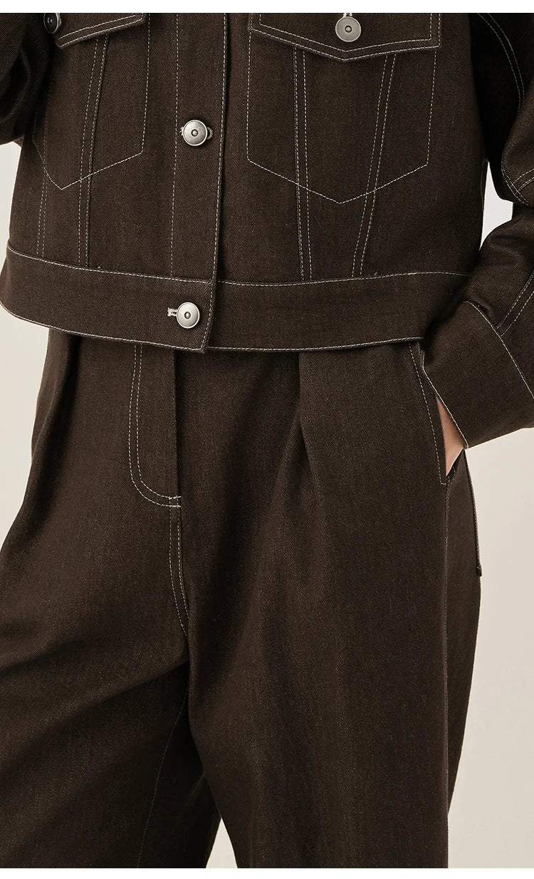 KL7523358 Women’s High Waisted Wide Leg Denim Pants