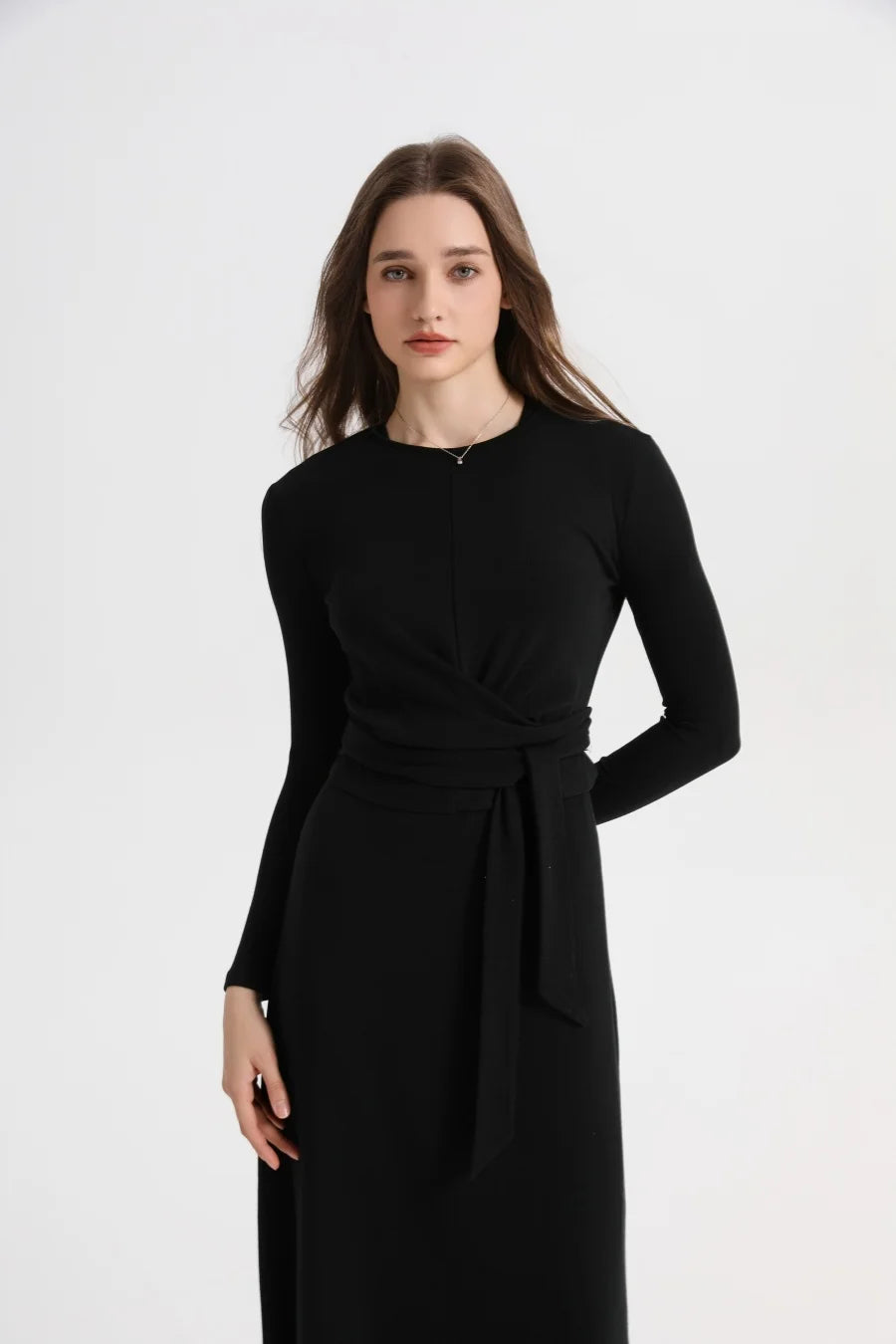 AS 2025 Summer Ribbed Wrap Top & A-Line Dress Set