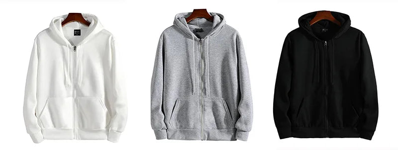 Men’s Zipper Hoodie – Autumn Winter Long Sleeve Casual Sweatshirt