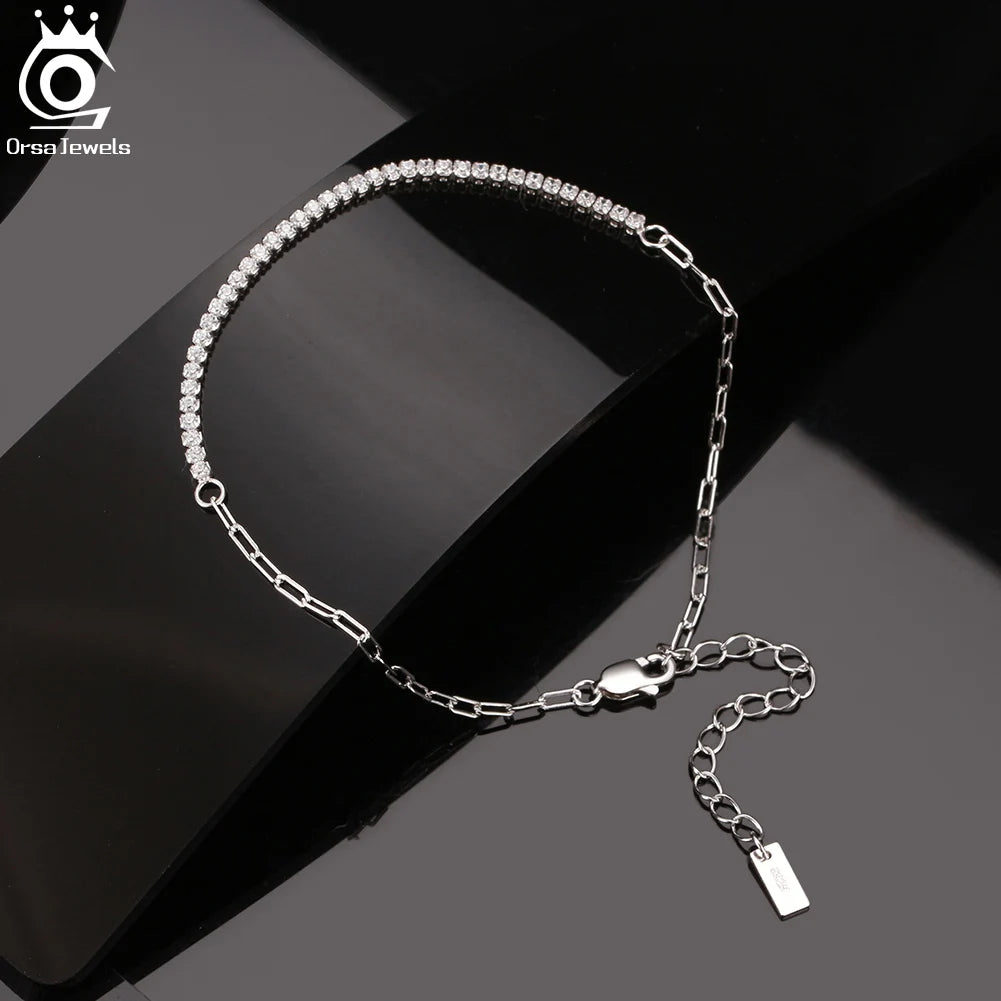 ORSA JEWELS 14K Gold Plated Paperclip Chains Tennis Bracelet