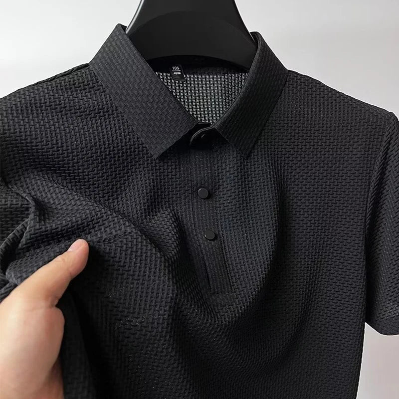 Men’s Business Casual Polo Shirt – Short Sleeve Solid Color Summer Top