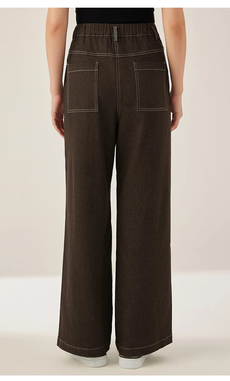 KL7523358 Women’s High Waisted Wide Leg Denim Pants