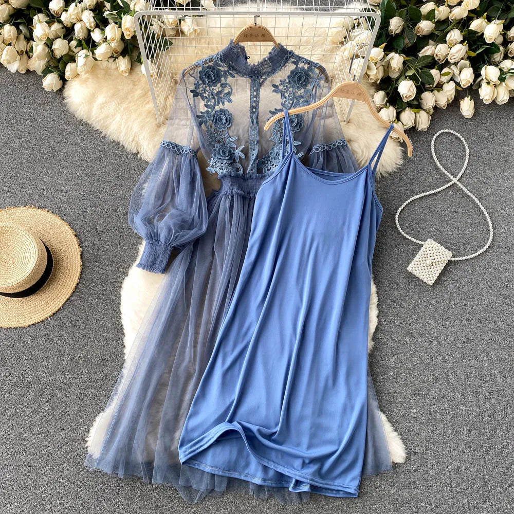 Elegant Mesh Flower Dress