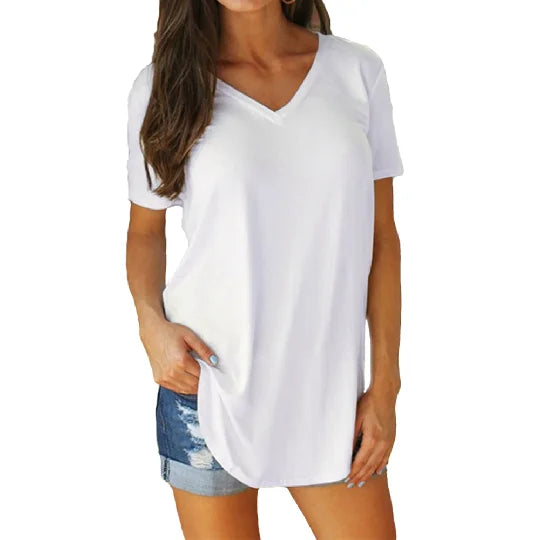 Women’s Summer Solid Color V-Neck Blouse