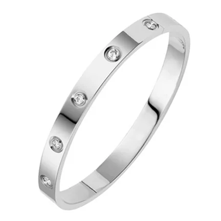 Stainless Steel Rhinestone Bangle Bracelet for Women