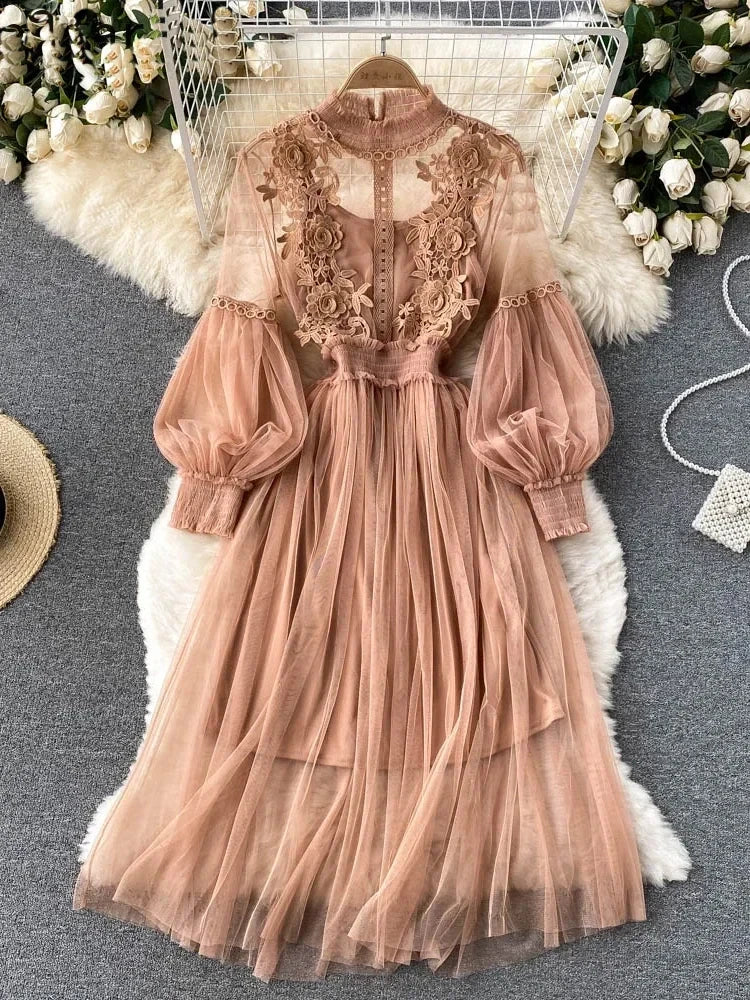 Elegant Mesh Flower Dress