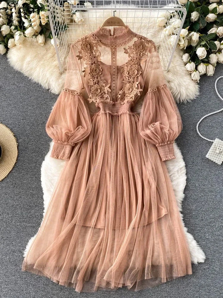 Elegant Mesh Flower Dress