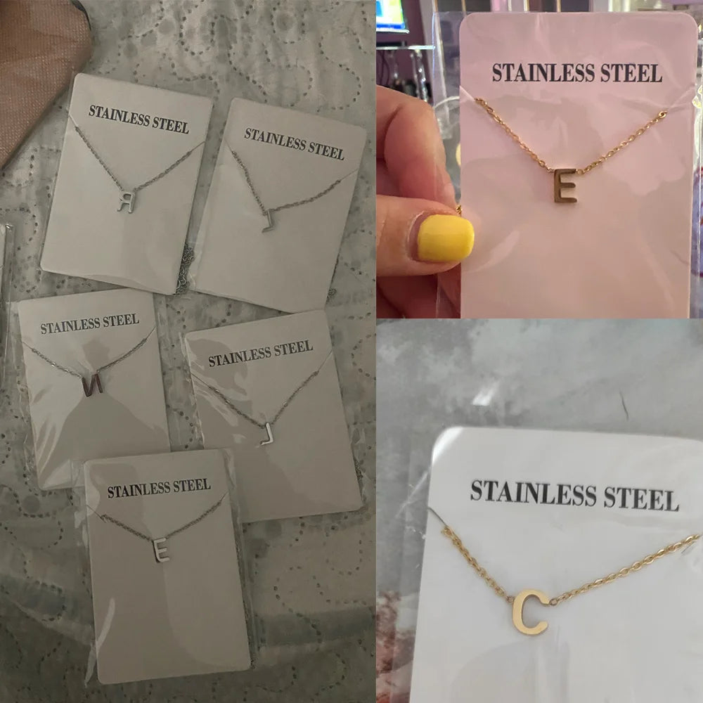 Minimalist Initial Necklace – A–Z Alphabet Stainless Steel Choker for Women