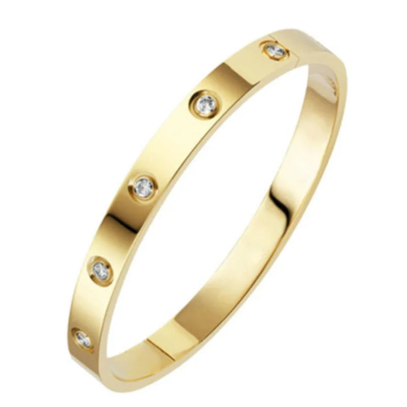 Stainless Steel Rhinestone Bangle Bracelet for Women