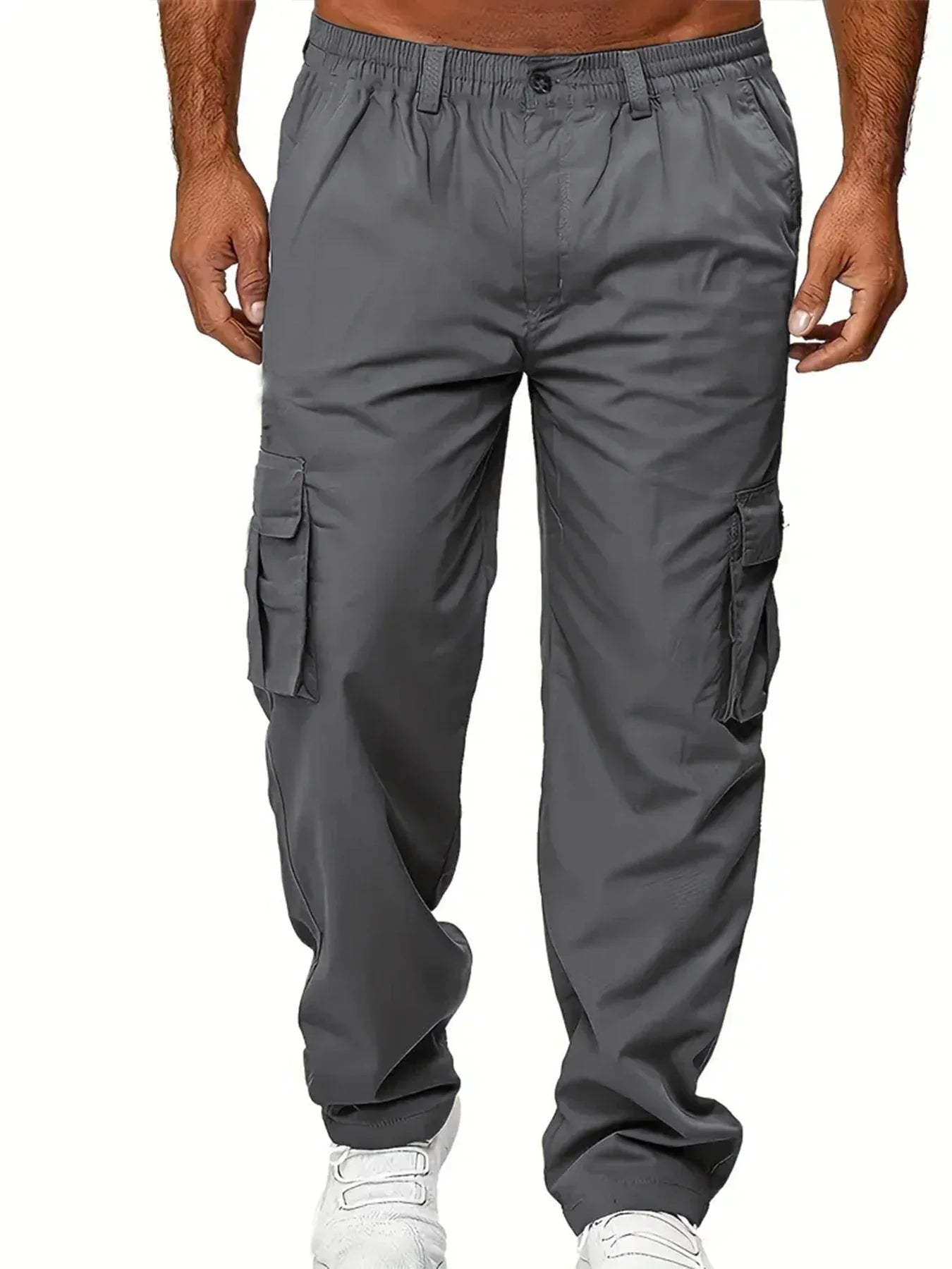 Men’s Cargo Sweatpants – Loose Straight-Leg Multi-Pocket Workwear Pants