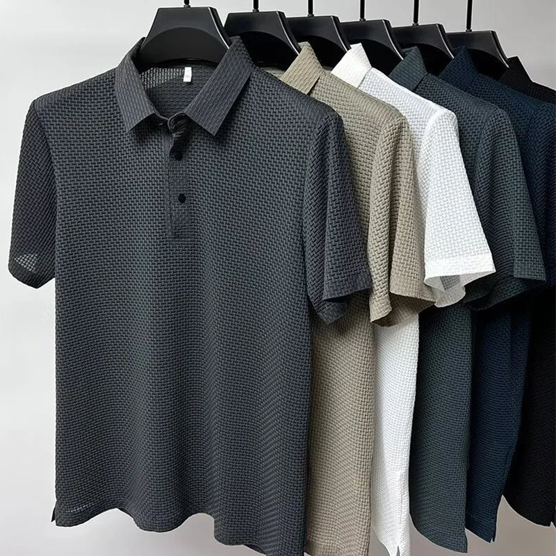 Men’s Business Casual Polo Shirt – Short Sleeve Solid Color Summer Top
