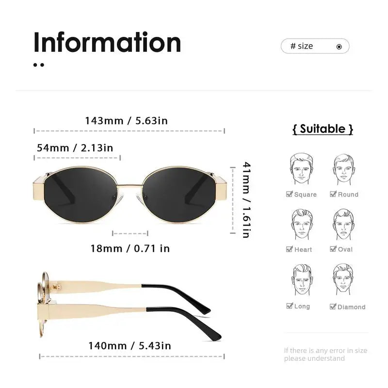 Retro Steampunk Oval Sunglasses for Women