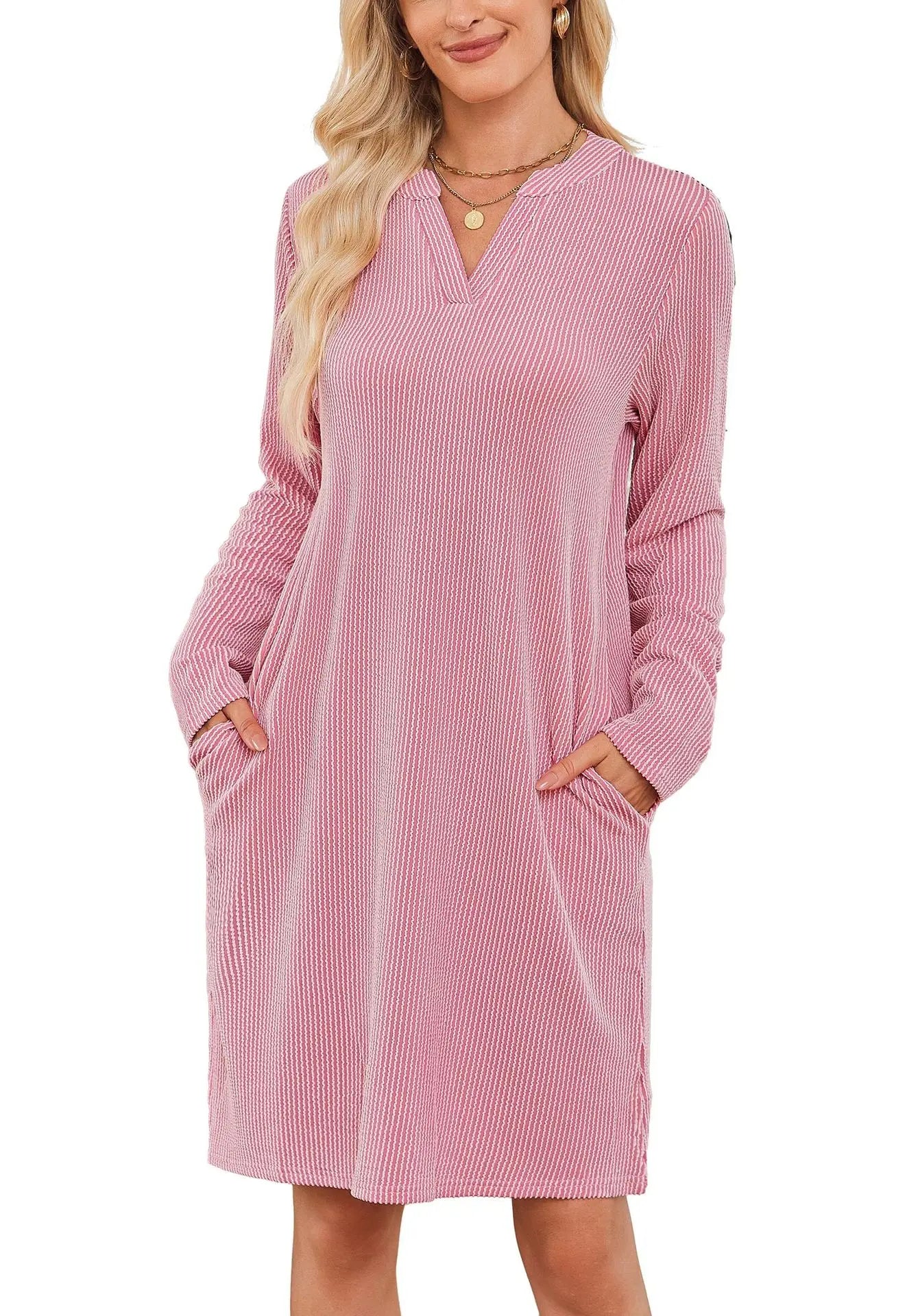Solid Color Casual Loose Short Dress