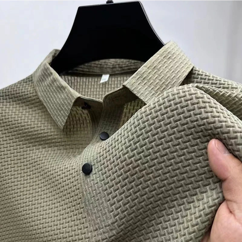 Men’s Business Casual Polo Shirt – Short Sleeve Solid Color Summer Top