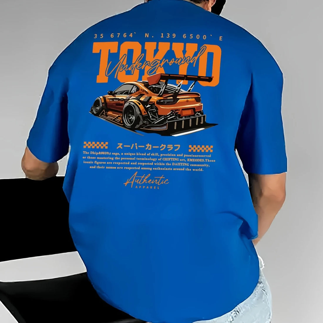 Men’s Summer Cotton T-Shirt – Tokyo Print Casual Loose Fit Short Sleeve Top