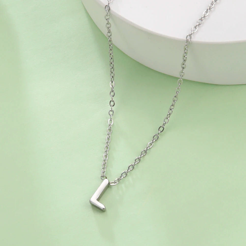 Minimalist Initial Necklace – A–Z Alphabet Stainless Steel Choker for Women