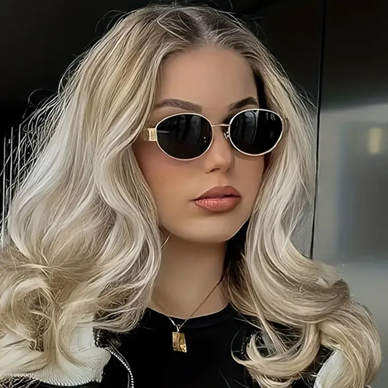 Retro Steampunk Oval Sunglasses for Women