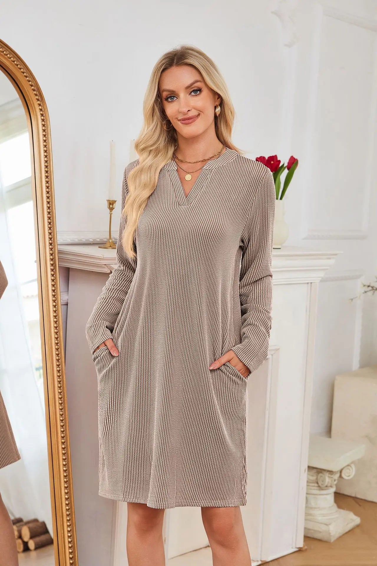 Solid Color Casual Loose Short Dress
