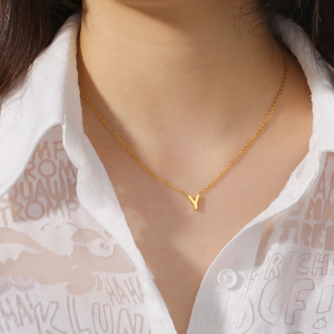 Minimalist Initial Necklace – A–Z Alphabet Stainless Steel Choker for Women