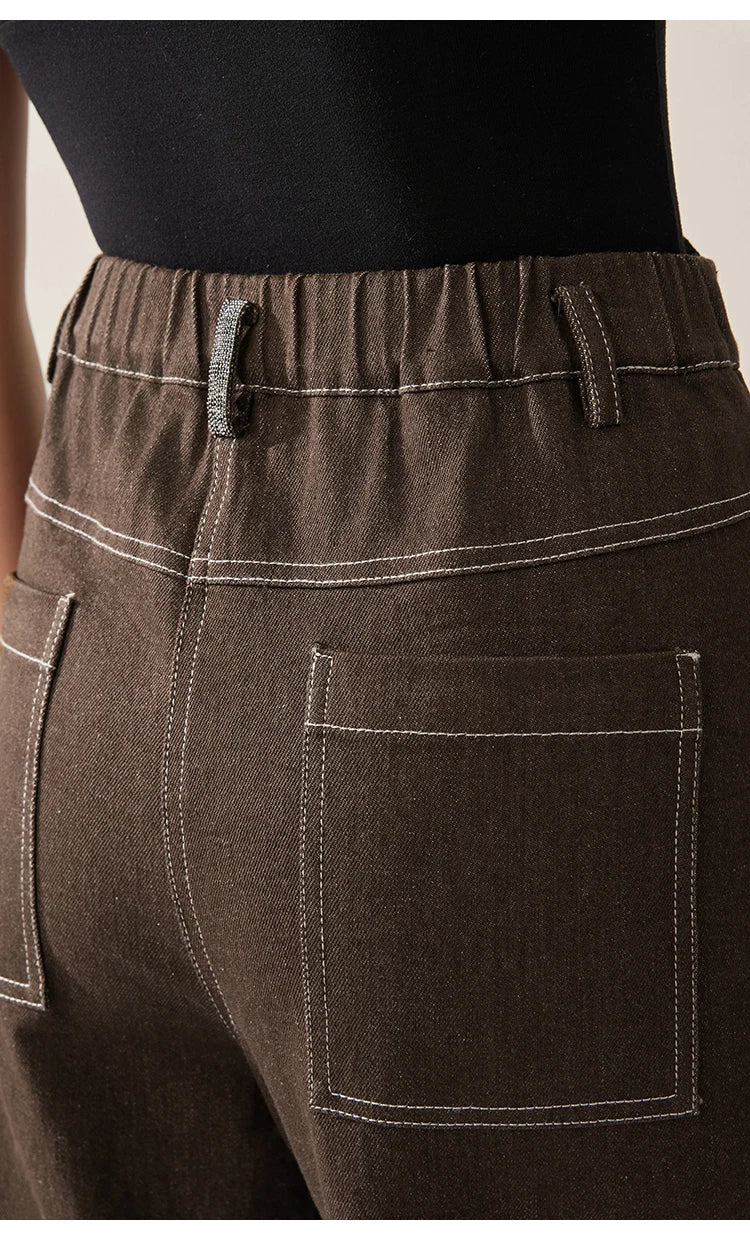 KL7523358 Women’s High Waisted Wide Leg Denim Pants