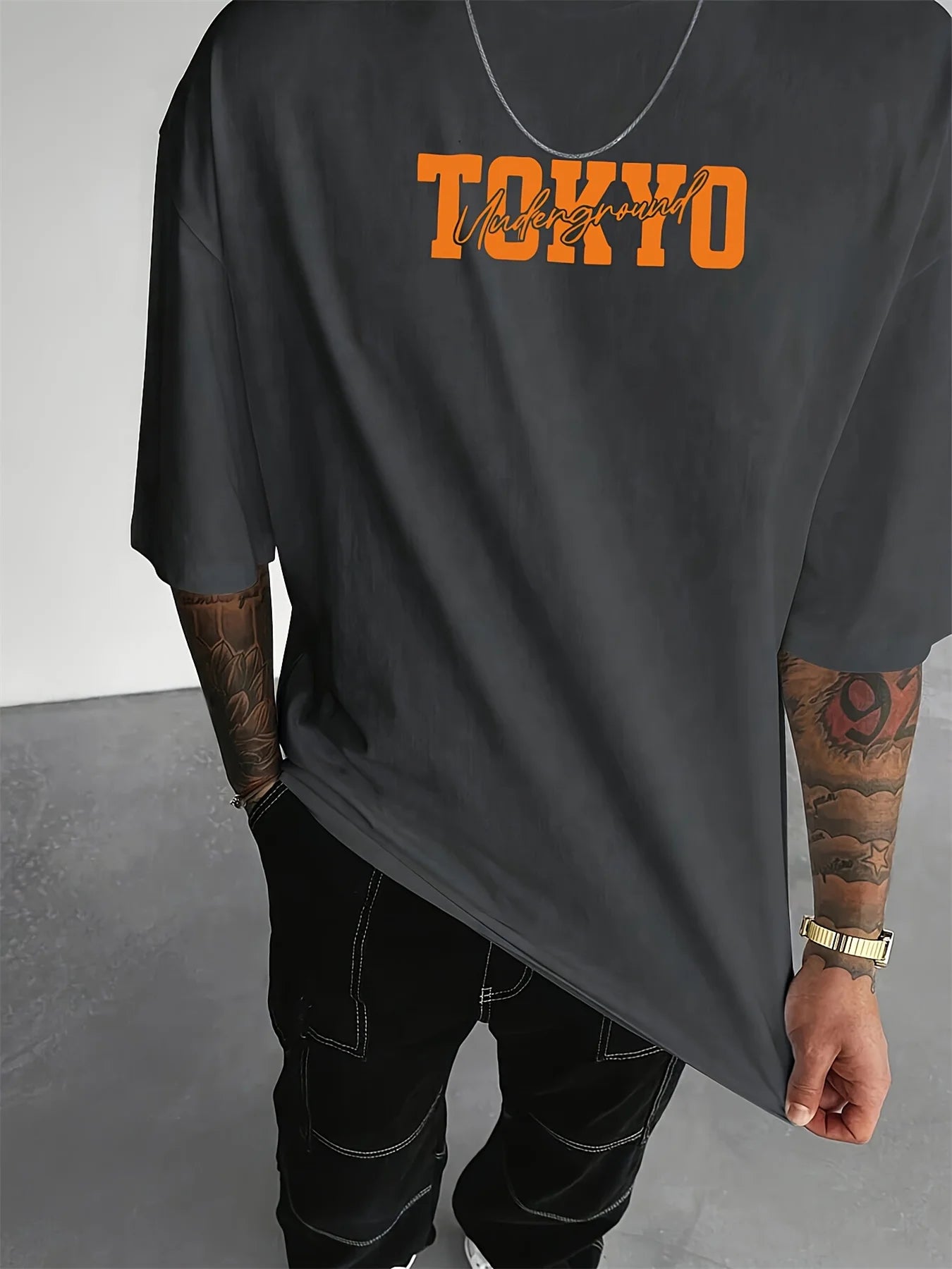 Men’s Summer Cotton T-Shirt – Tokyo Print Casual Loose Fit Short Sleeve Top