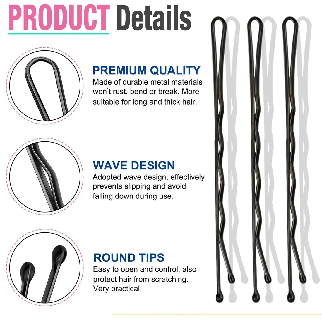 Black U-Shaped and Straight Bobby Pins – 60/600 pcs Hair Styling Set