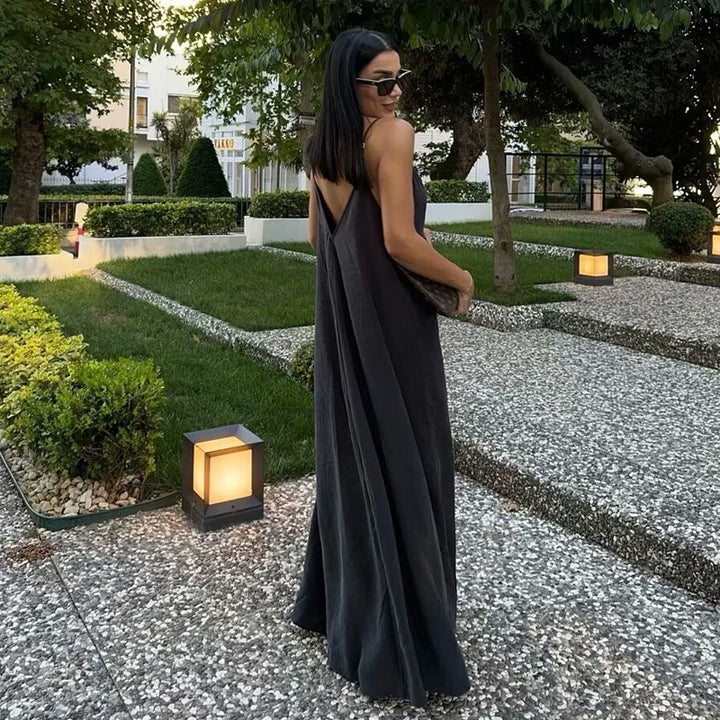 MUJER Women’s Black & Red Slip Long Dress