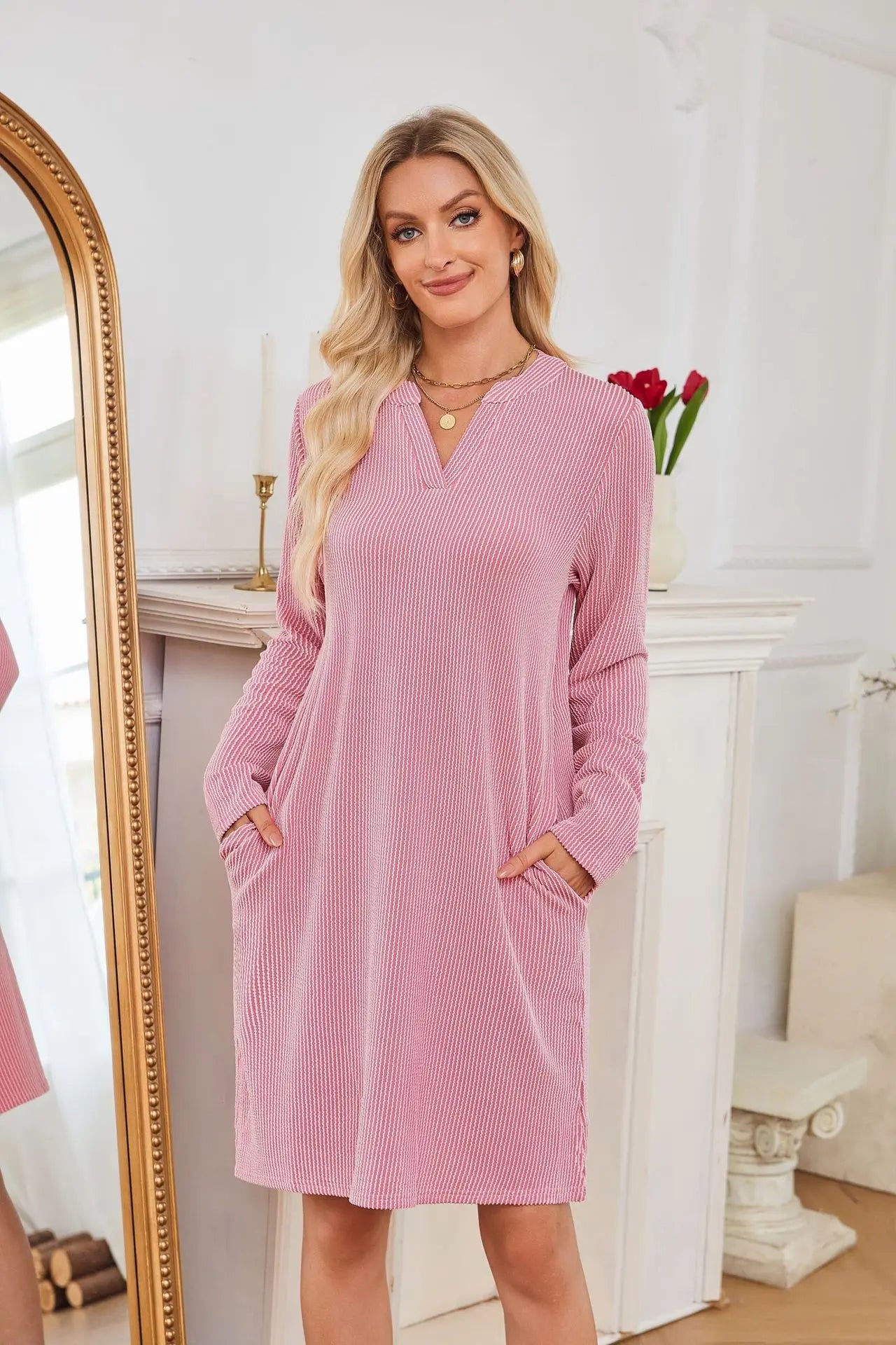 Solid Color Casual Loose Short Dress