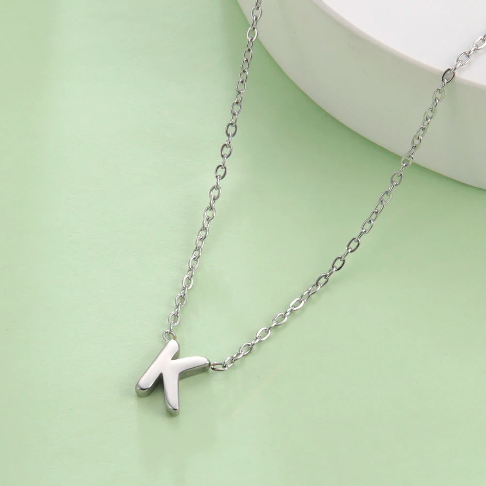Minimalist Initial Necklace – A–Z Alphabet Stainless Steel Choker for Women