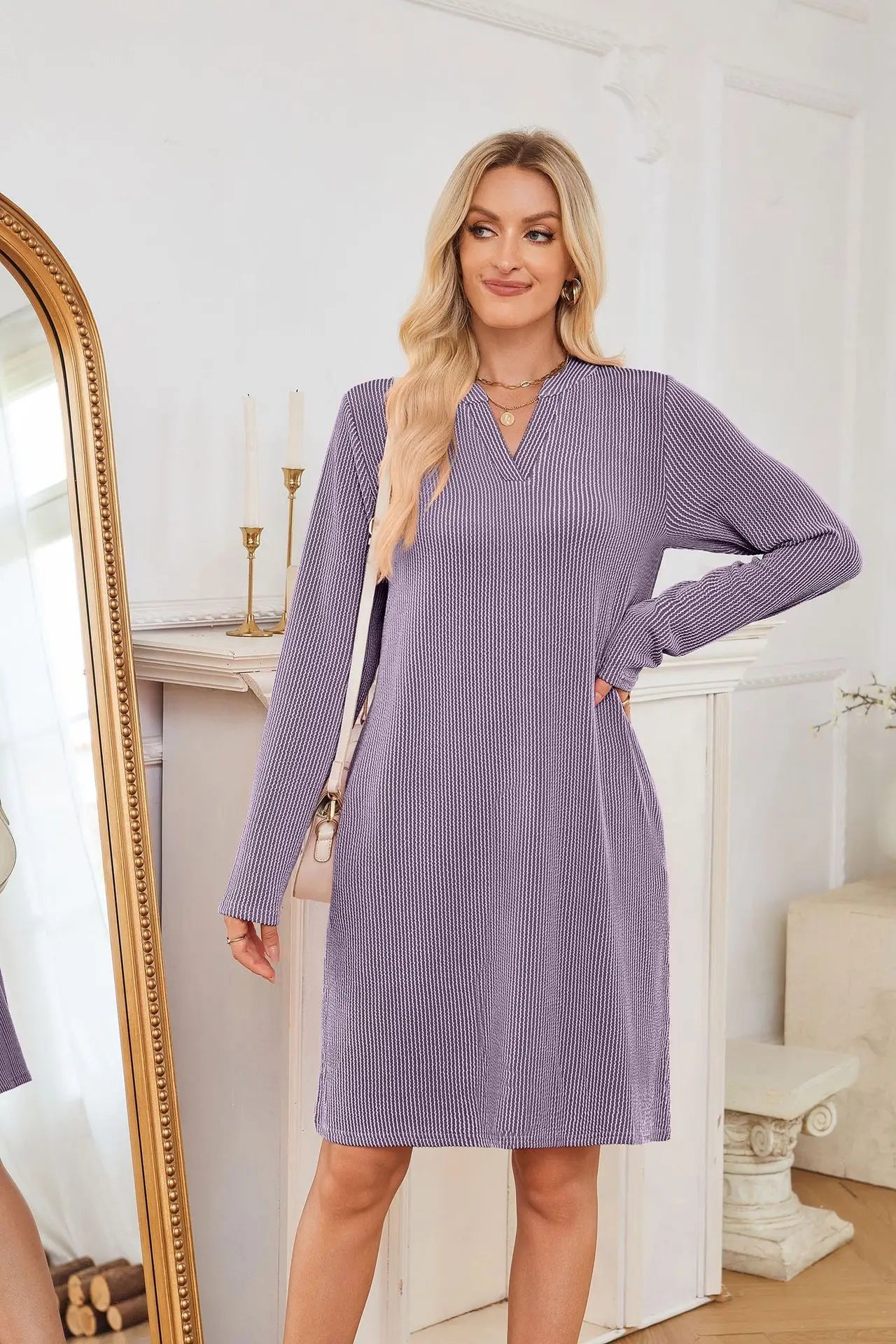 Solid Color Casual Loose Short Dress