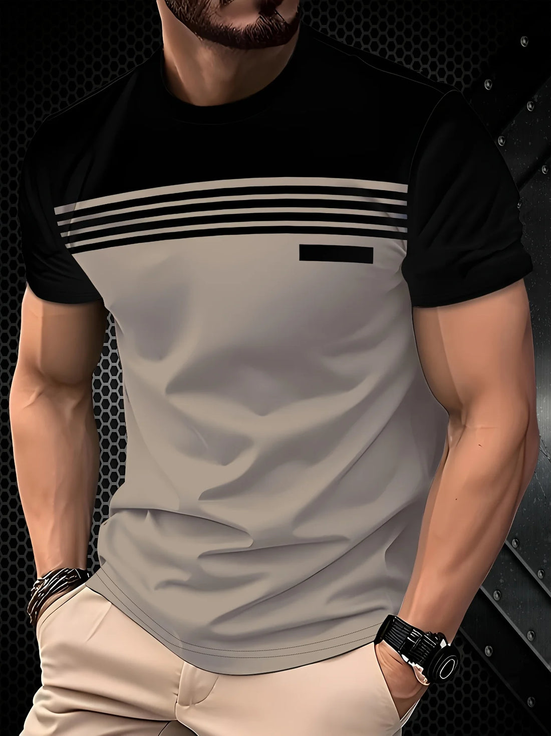 Men’s Casual Round Neck T-Shirt – 100% Polyester Everyday Top